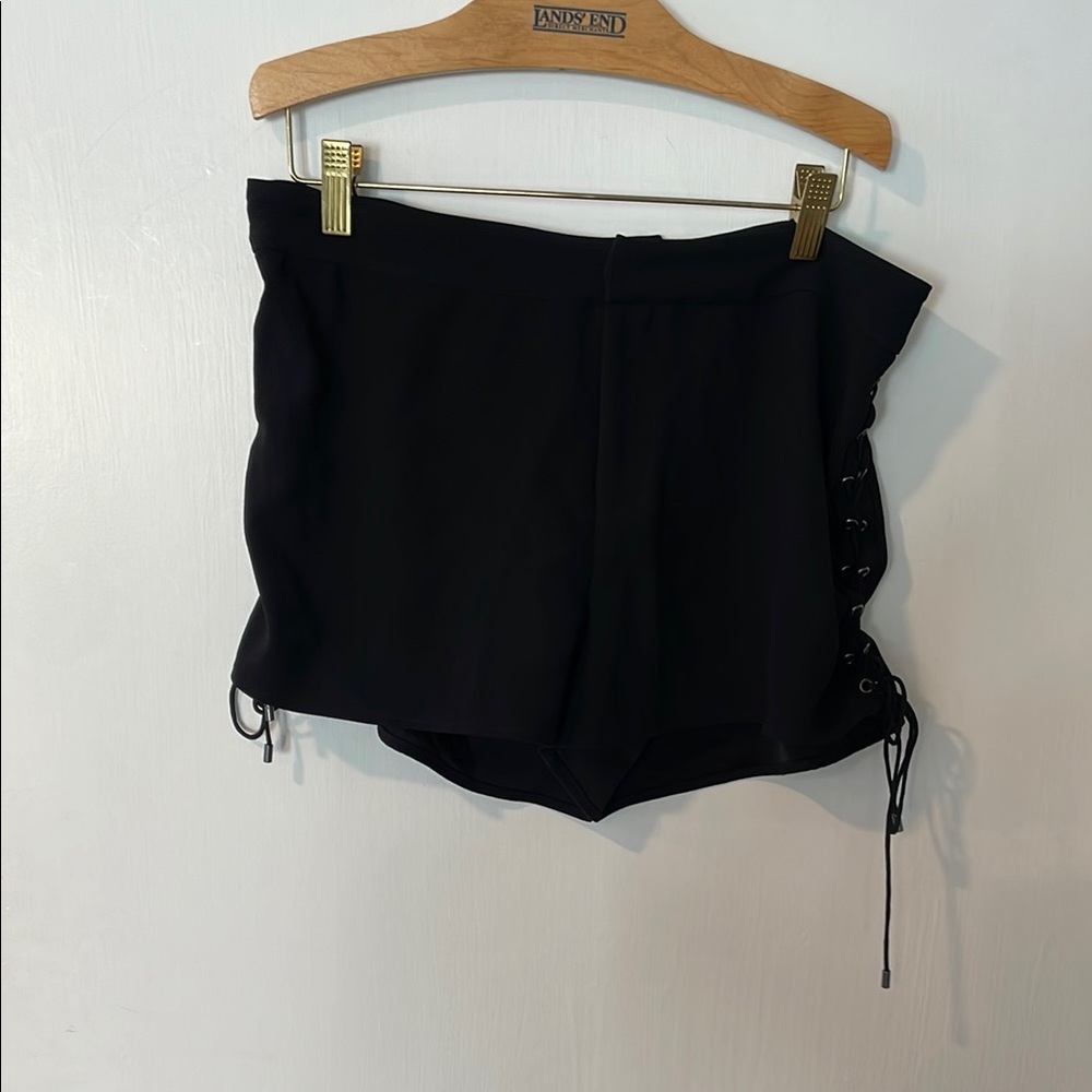 Haute Hippie Black Bermuda Shorts with Adjustable Side Ties